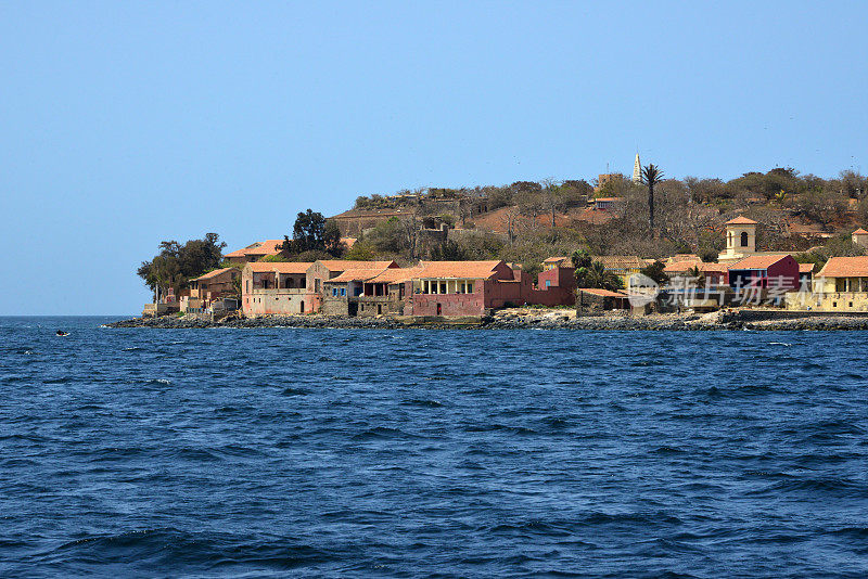 Castle hill with old ramparts and baobab trees, Gorée Island, Dakar, Senegal